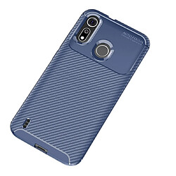 Wewoo Coque Souple TPF antichoc Texture en fibre de carbone pour Motorola Moto P40 Play Bleu