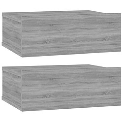 Maison Chic Lot de 2 Tables de chevet murales - Tables de Nuit flottantes Sonoma gris 40x30x15 cm