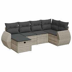 vidaXL Salon de jardin 6 pcs avec coussins gris clair résine tressée