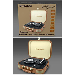 Muse Platine Vinyle Vintage Marron Bluetooth 33 45 78 RPM Stéréo RCA Bluetooth® USB SD 10W Préampli intégré MD Cellule AUDIO TECHNICA