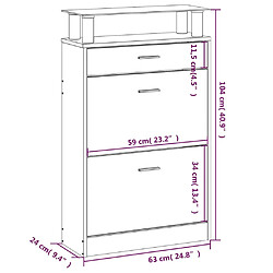 vidaXL Armoire à chaussures Chêne marron 63x24x104cm Bois d'ingénierie pas cher