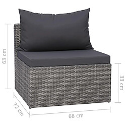 vidaXL Meuble de jardin 4 pcs avec coussins Gris Résine tressée pas cher