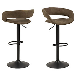 Toilinux Lot de 2 Tabourets de bar en tissu et métal - Marron