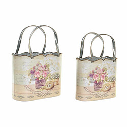 Set de pots DKD Home Decor Rose Métal Aluminium Fleurs Shabby Chic 29 x 13 x 38,5 cm