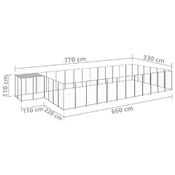 vidaXL Chenil Argenté 22,99 m² Acier pas cher