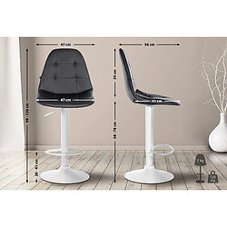 Avis Decoshop26 Tabouret de bar x1 avec repose-pieds hauteur réglable pivotant assise en PVC noir cadre métallique blanc 10_0004834