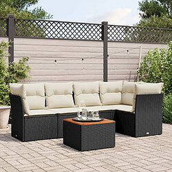 Maison Chic Ensemble Tables et chaises d'extérieur 6pcs avec coussins,Salon de jardin noir résine tressée -GKD275367