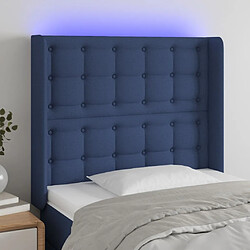 Maison Chic Tête de lit scandinave à LED,meuble de chambre Bleu 103x16x118/128 cm Tissu -MN69702