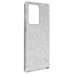 Avizar Coque Samsung Note 20 Ultra Paillette Amovible Silicone Semi-rigide argenté