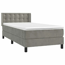 Avis Maison Chic Lit adulte- Lit + matelas,Sommier à lattes de lit et matelas Gris clair 90x200 cm Velours -GKD69980