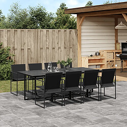 vidaXL Ensemble à manger de jardin 9 pcs noir textilène