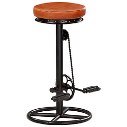 vidaXL Tabourets de bar lot de 2 noir/marron cuir véritable de chèvre