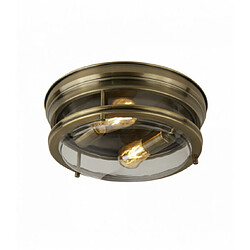 Searchlight Plafonnier salle de bains Edinburgh Acier Laiton antique 2 ampoules 14,5cm