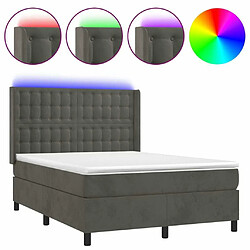 Sommier à lattes,Cadre à lattes de lit pour Adulte matelas et LED Gris foncé 140x190 cm -MN85129