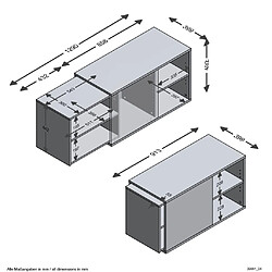 Mes Meuble TV modulable 133,5x39,9x49,2 cm noir et naturel pas cher