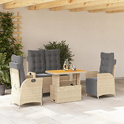 vidaXL Ensemble à manger de jardin coussins 4 pcs beige résine tressée