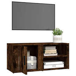 Maison Chic Meuble TV scandinave - Banc TV pour salon Chêne fumé 80x31,5x36 cm Bois d'ingénierie -MN26142 pas cher