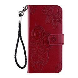 Etui en PU empreinte chouette fleur motif rouge pour votre Samsung Galaxy A21s