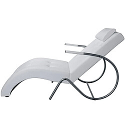 vidaXL Chaise longue avec oreiller Blanc Similicuir