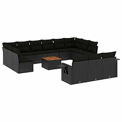 Maison Chic Salon de jardin avec coussins 14 pcs, Ensemble Tables et chaises de jardin, noir résine tressée -GKD664680