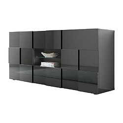 Avis Vente-Unique Buffet CALISTO - LEDs - 2 portes & 2 tiroirs - Anthracite laqué