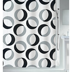 Spirella Rideau de douche Polyester RINGS 180x200cm Gris & Noir