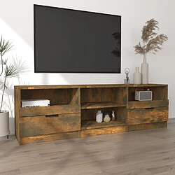 Avis Maison Chic Meuble TV scandinave - Banc TV pour salon Chêne fumé 150x33,5x45 cm Bois d'ingénierie -MN52395