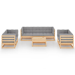 Avis Maison Chic Salon de jardin 8 pcs + coussins - Mobilier/Meubles de jardin - Table et chaises d'extérieur Bois de pin massif -MN31014