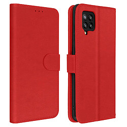 Avizar Étui pour Samsung Galaxy A42 Clapet Portefeuille Fonction Support Vidéo Rouge