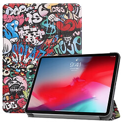 Wewoo Housse Étui Coque en cuir coloré à motif Graffiti horizontal pour iPad Pro 11 pouces 2018avec support à trois rabats et fonction réveil / veille