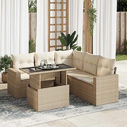 vidaXL Salon de jardin avec coussins 6 pcs beige résine tressée