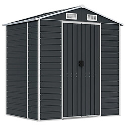 Helloshop26 Abri de jardin cabane cabanon maison de stockage remise extérieur hangar outils robuste 191 x 130 x 198 cm acier galvanisé anthracite 02_0022183