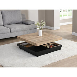 Vente-Unique Table basse - Plateau pivotant - MDF laqué noir et naturel - FAUSTO