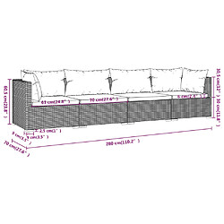 vidaXL Salon de jardin 4 pcs avec coussins Résine tressée Noir pas cher