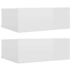 Maison Chic Lot de 2 Tables de chevet murales - Tables de Nuit flottantes Blanc brillant 40x30x15 cm