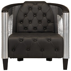 vidaXL Fauteuil en style d'aviation noir cuir véritable