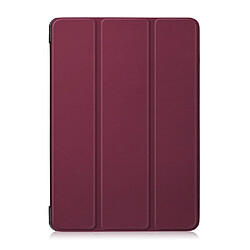 Etui en PU avec support tri-pliure rouge vin pour votre Lenovo Tab M10 TB-X605F/TB-X505