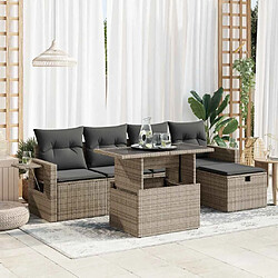 vidaXL Salon de jardin 6 pcs avec coussins gris résine tressée