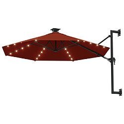 vidaXL Parasol mural de jardin avec LED 300 cm terre cuite