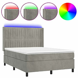 Maison Chic Lit adulte- Lit + matelas + LED,Sommier à lattes de lit matelas et LED Gris clair 140x200 cm -GKD24694