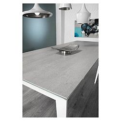 Inside 75 Table repas extensible GEO 10 couverts 180/250x100cm pieds blancs plateau céramique gris