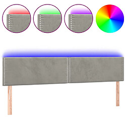 vidaXL Tête de lit à LED Gris clair 200x5x78/88 cm Velours