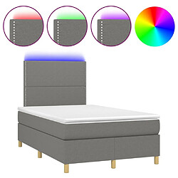 Maison Chic Lit adulte- Lit + matelas + LED,Sommier à lattes de lit matelas LED gris foncé 120x190 cm tissu -GKD11543