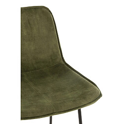 Inside 75 Chaise de bar RATRI velours vert olive, pieds métal noir pas cher