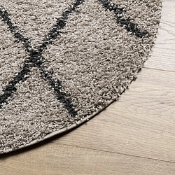 Avis vidaXL Tapis shaggy à poils longs moderne beige et anthracite Ø 200 cm