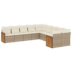 Maison Chic Salon de jardin avec coussins 10 pcs | Ensemble de Table et chaises | Mobilier d'Extérieur beige résine tressée -GKD65427