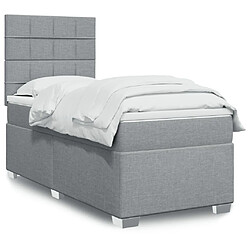 Vidaxl Sommier à lattes de lit et matelas Gris clair 90x190 cm Tissu