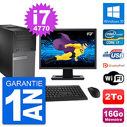 PC Tour Dell 3020 Ecran 19" Intel i7-4770 RAM 16Go Disque 2To Windows 10 Wifi - Occasion