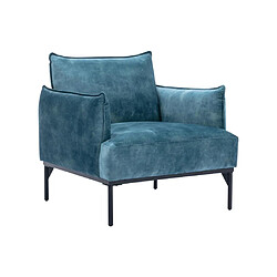 Avis Vente-Unique Fauteuil en velours bleu canard JOEL