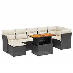 vidaXL Salon de jardin 8 pcs avec coussins noir résine tressée